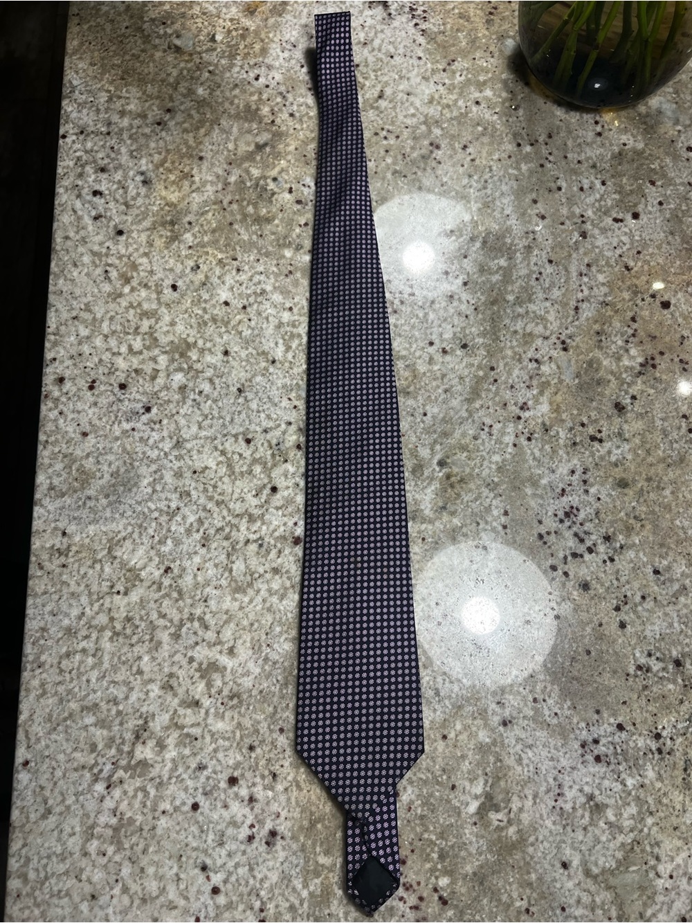 Brooks Brothers Navy Tie with Pink Floral Pattern